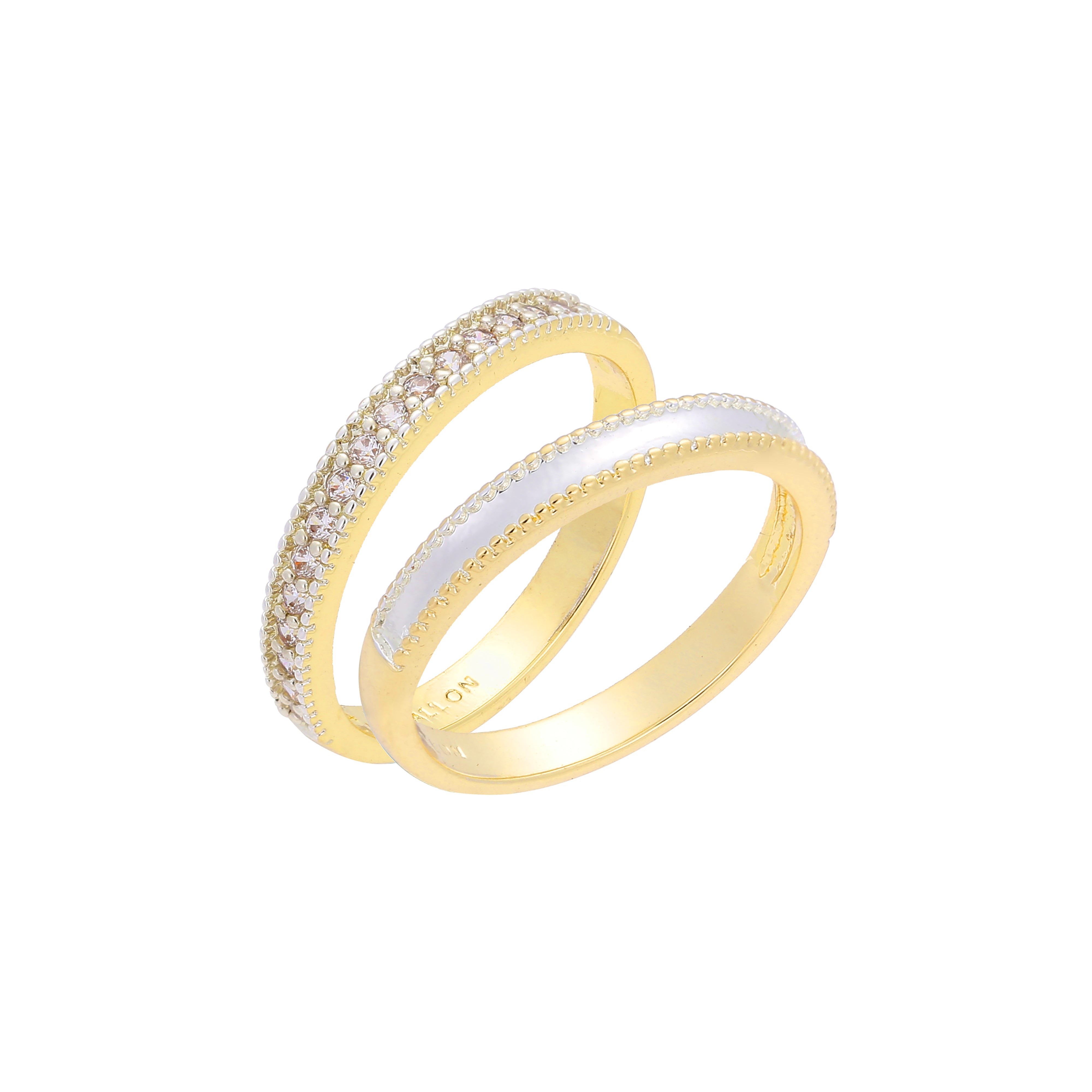 Anillos apilables en Oro Blanco, baño de Oro de 14K bicolor