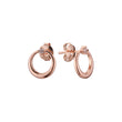 Solitaire moon circle stud 14K Gold, Rose Gold earrings