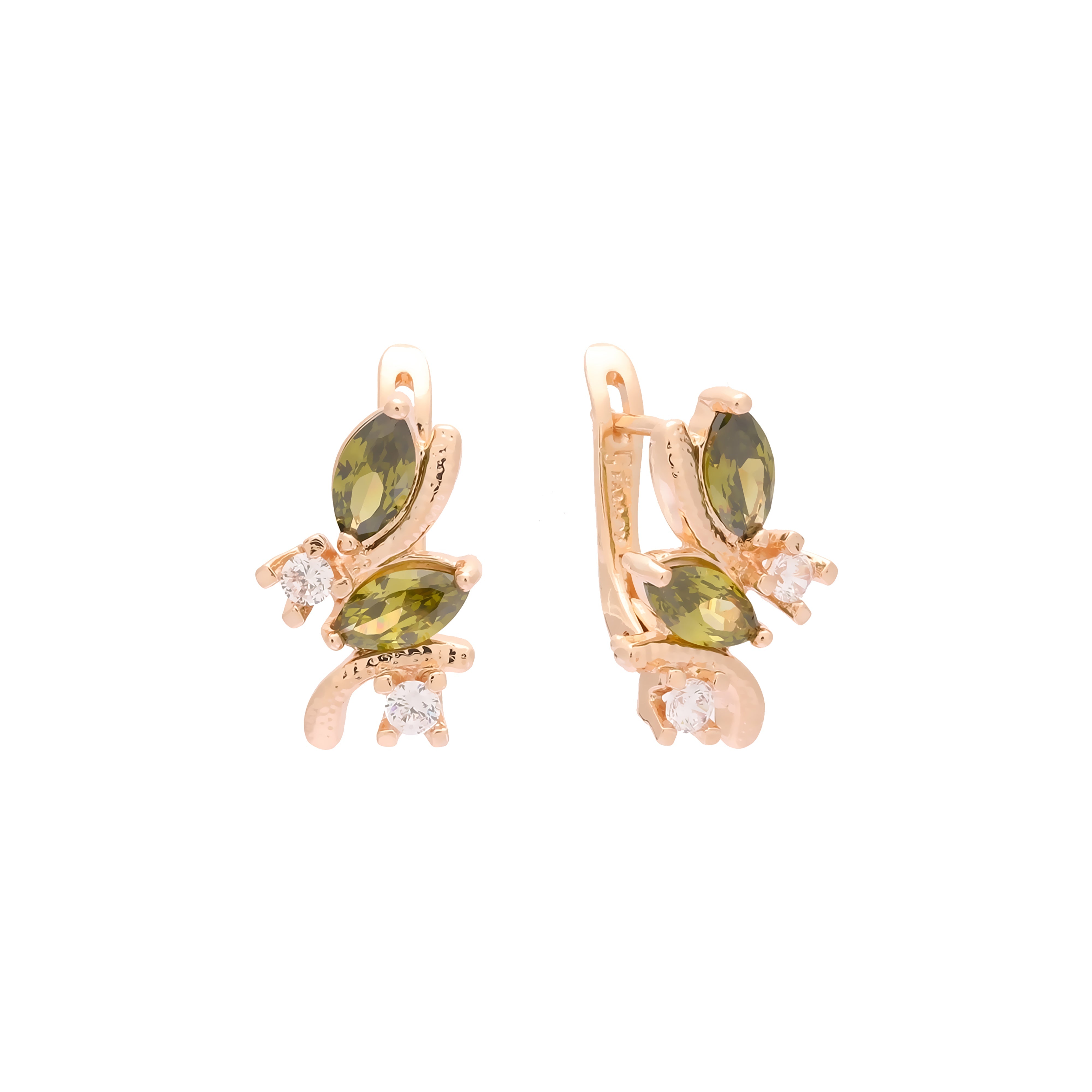 Cluster teardrop CZs 14K Gold, Rose Gold Earrings