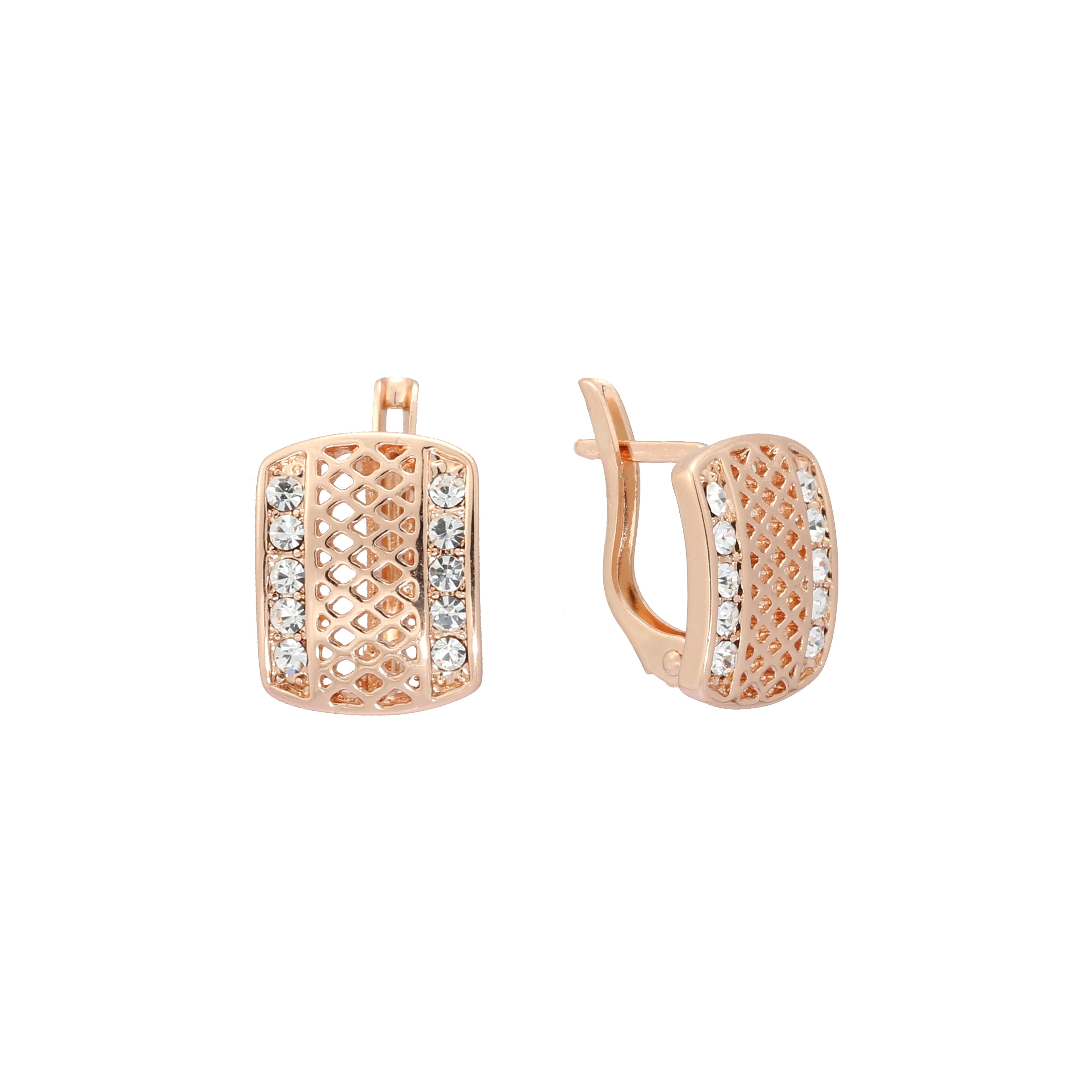 Aretes de racimo de malla en Oro 14K, oro rosa, baño de dos tonos