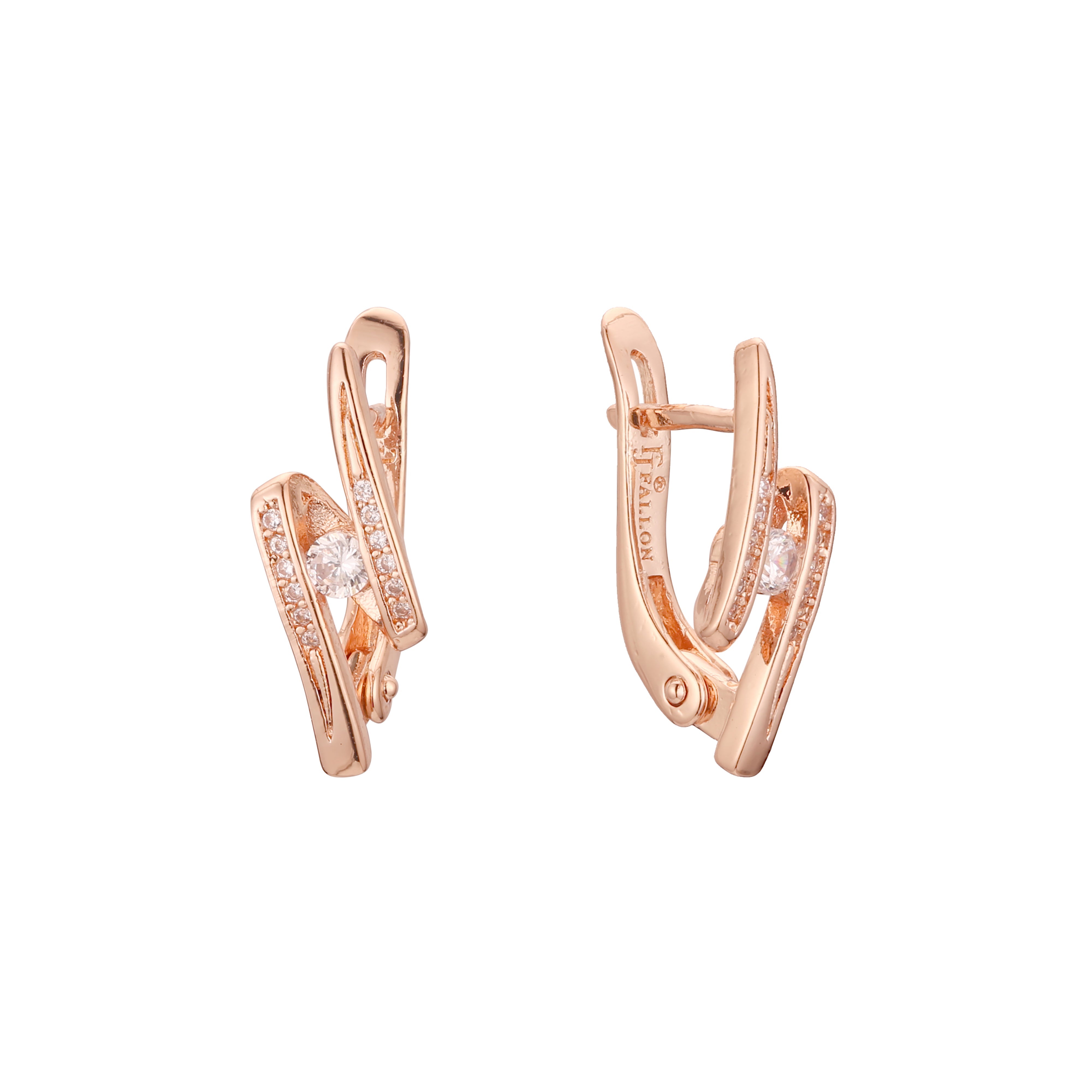 Aretes de racimo en Oro de 14K, Oro Rosa, baño de dos colores