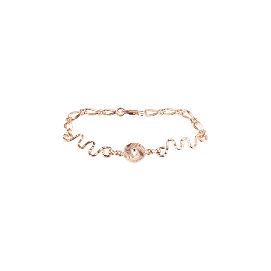 Fancy teardrop link bracelets plated in 14K Gold, Rose Gold colors