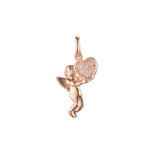 Pingente Anjo Cupido em ouro rosa, cores banhadas a ouro 14K