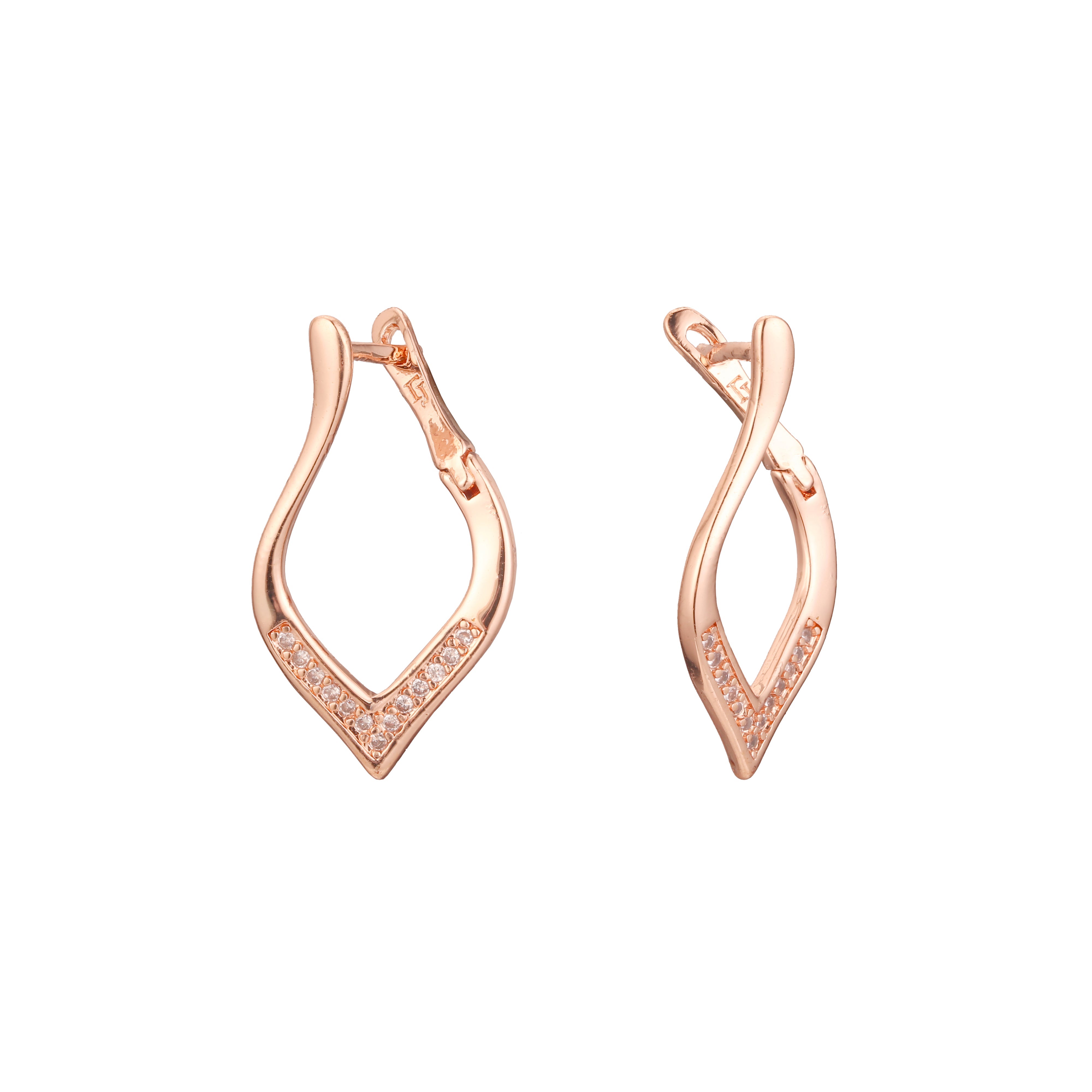 Brincos em ouro 14K, cores banhadas a ouro rosa