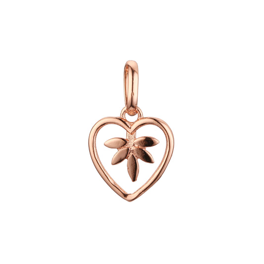 Heart and leaves pendant in Rose Gold two tone, 14K Gold plating colors