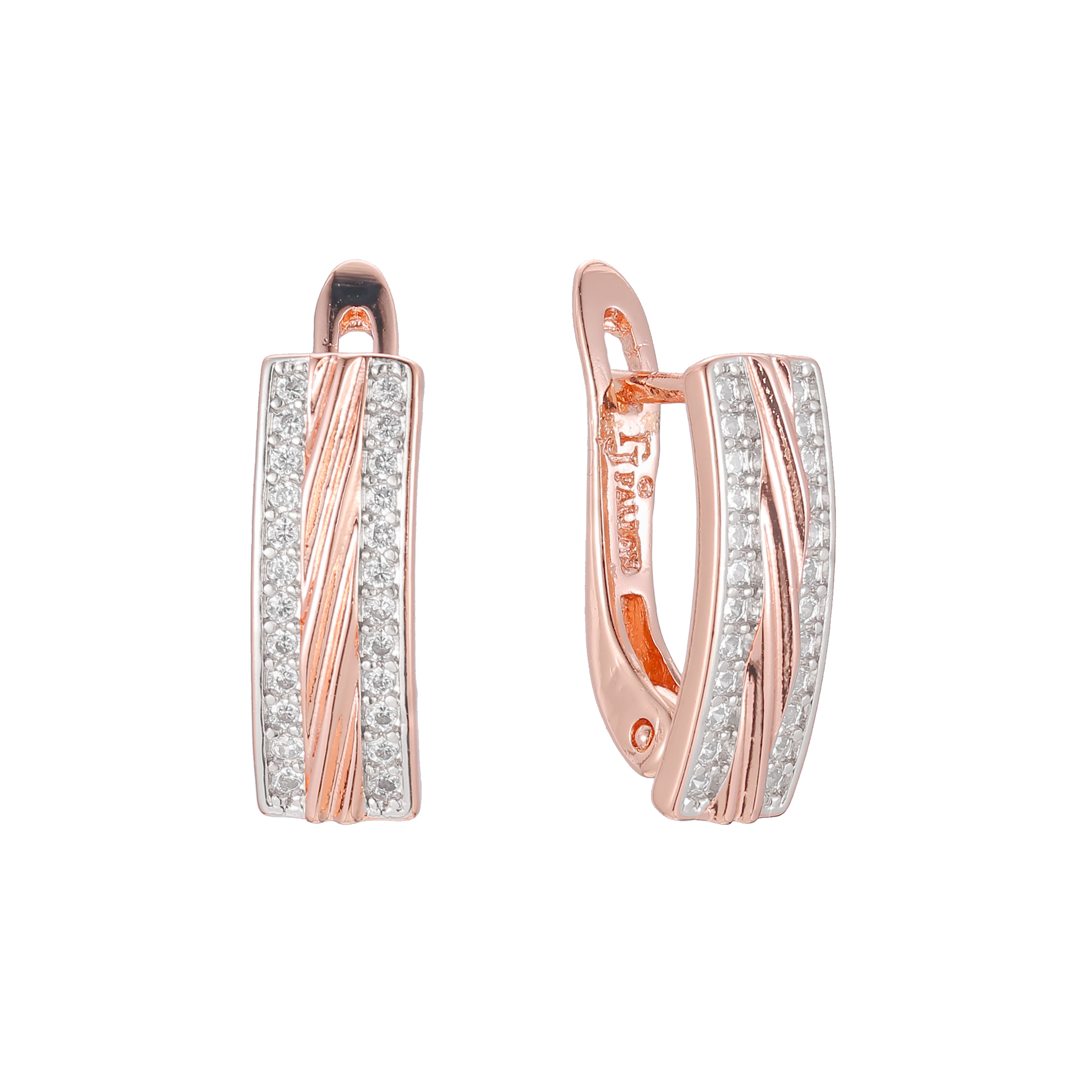 Earrings in 14K Gold, Rose Gold, two tone plating colors