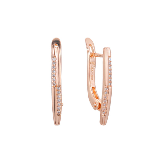 Brincos em ouro 14K, ouro rosa, duas cores de revestimento