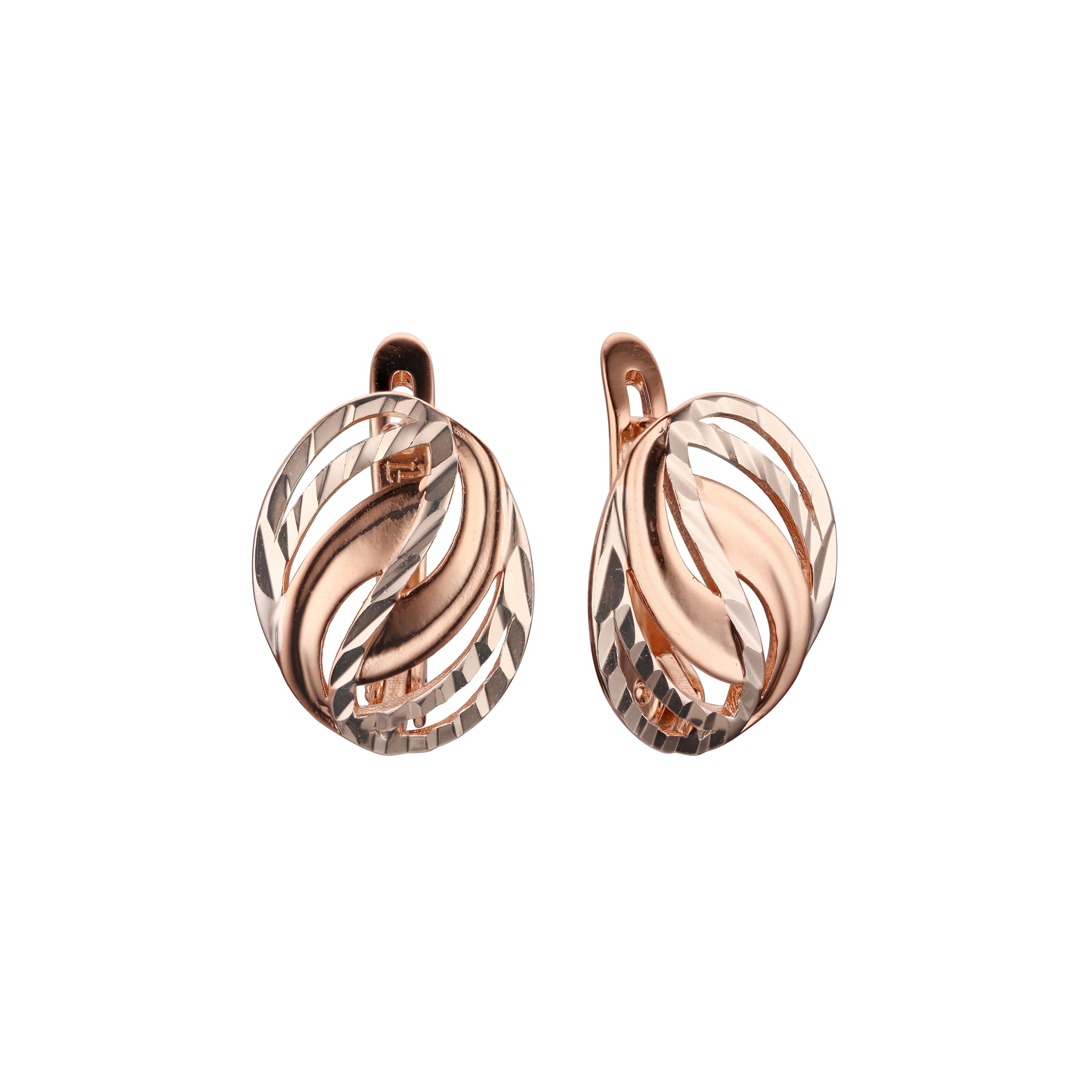 Pendientes de dos tonos de oro rosa