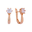 Solitaire flower colorful CZ Rose Gold earrings