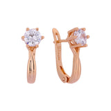 Solitaire flower colorful CZ Rose Gold earrings