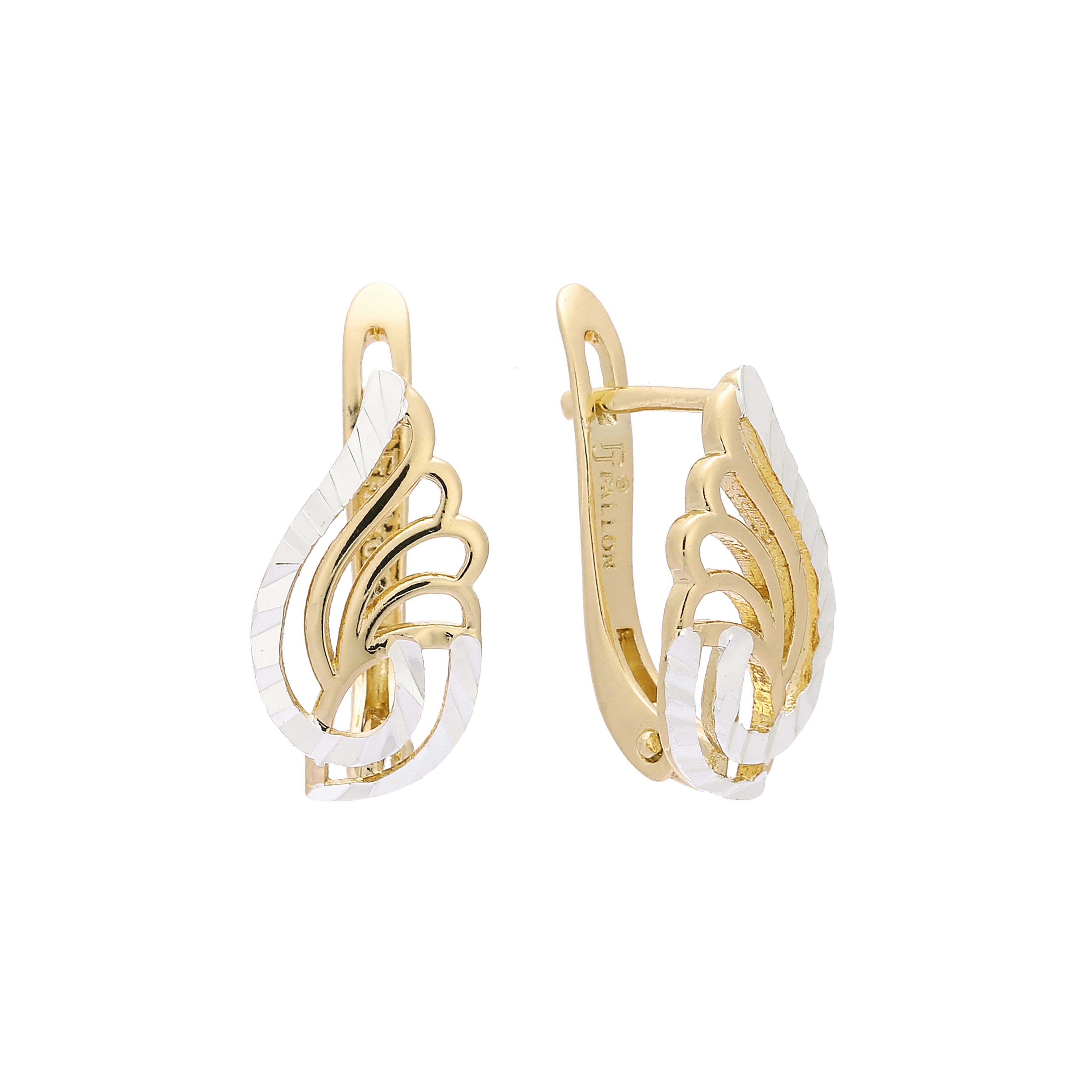 Angel's Wings 14K Gold, Rose Gold two tone clip-on earrings