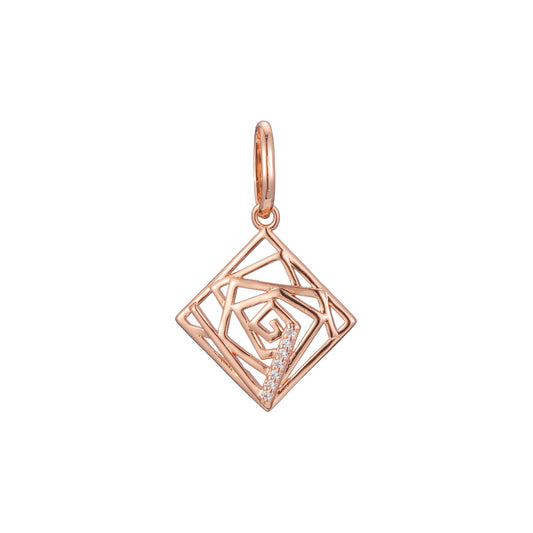 Pingente em ouro rosa de dois tons, cores banhadas a ouro 14K