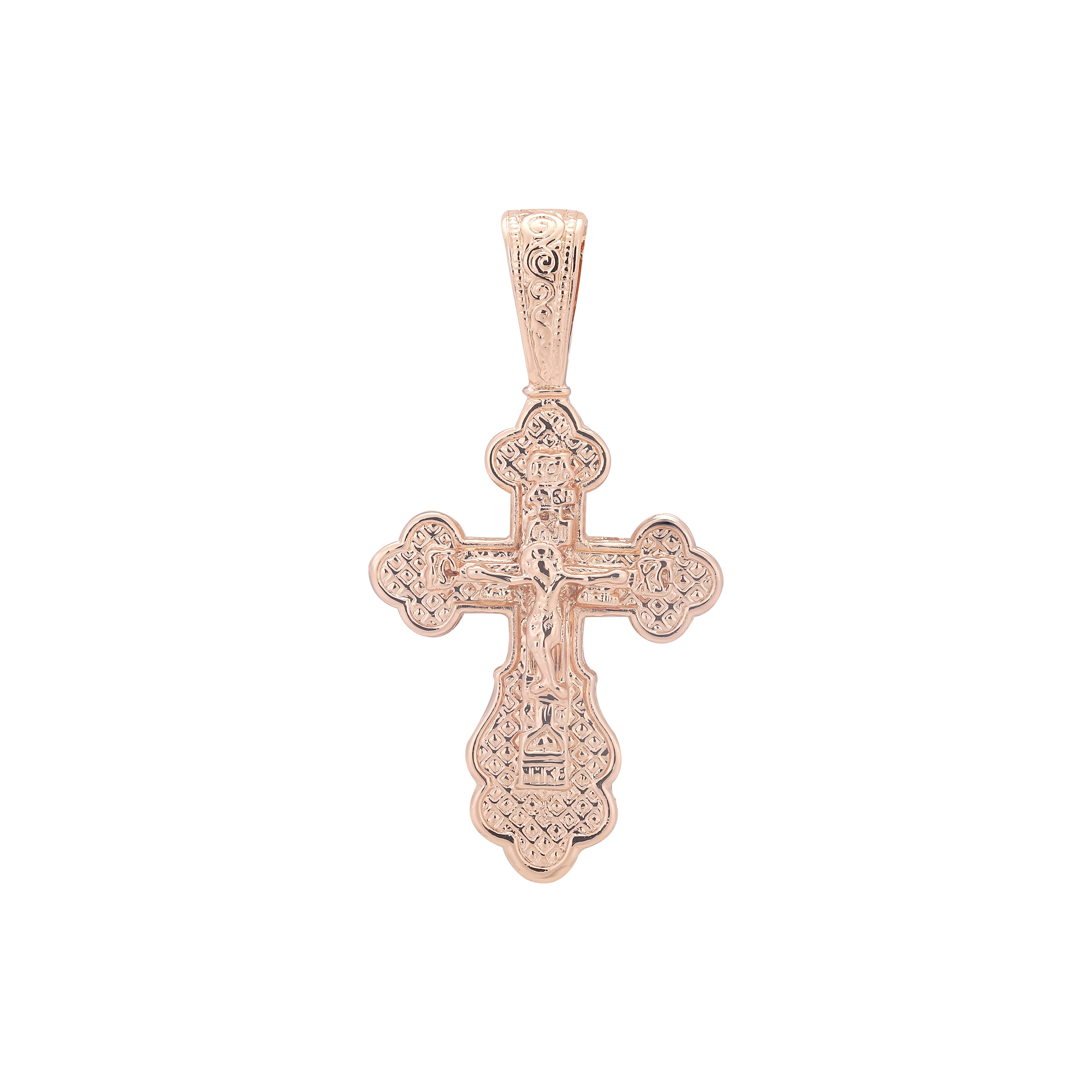 Russian orthodox Rose Gold cross pendant