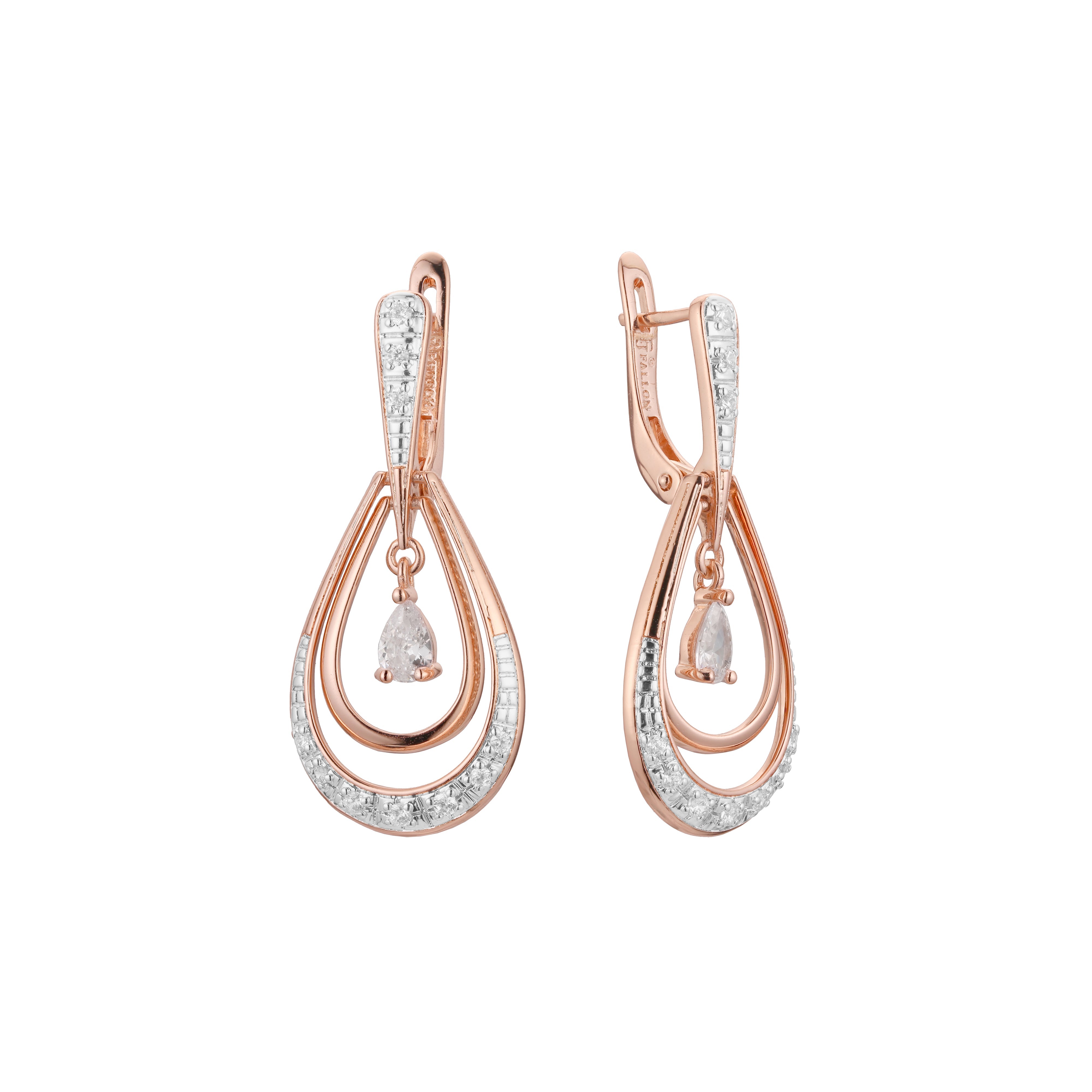 Aretes de racimo en Oro de 14K, Oro Rosa, baño de dos colores