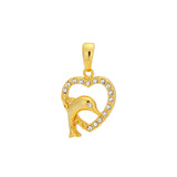 Heart and dolphin pendant in 14K Gold, 18K Gold plating colors