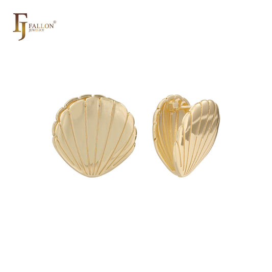 Shell shaped huggie 14K Gold, Rose Gold earrings