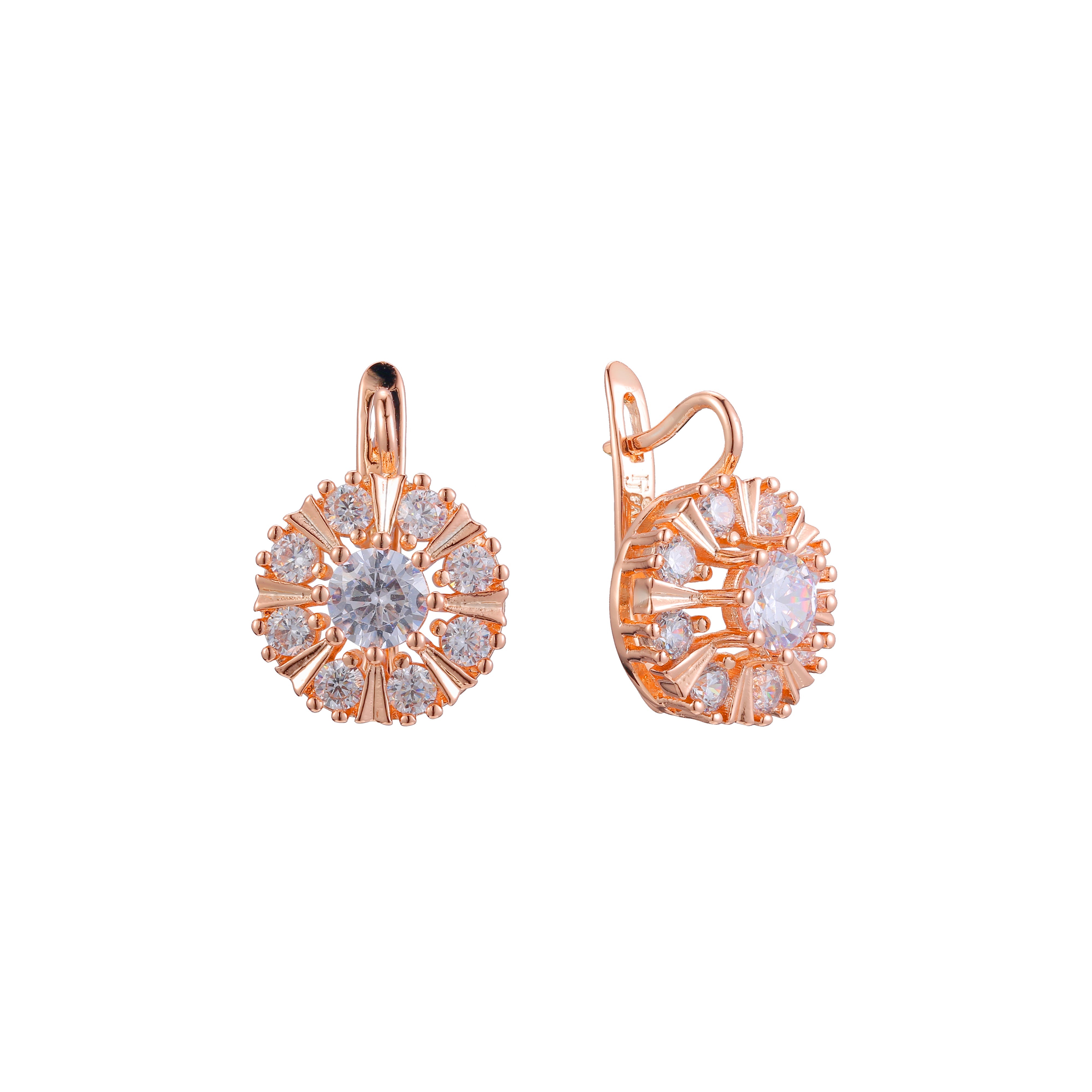 Aretes en Oro 14K, Oro Rosa, baño en dos tonos