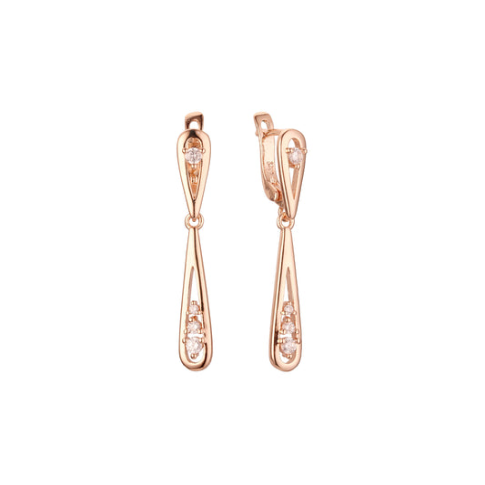 Drop earrings in 14K Gold, Rose Gold plating colors