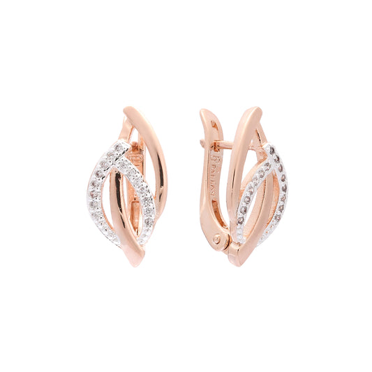 Aretes en Oro 14K, Oro Rosa, baño en dos tonos