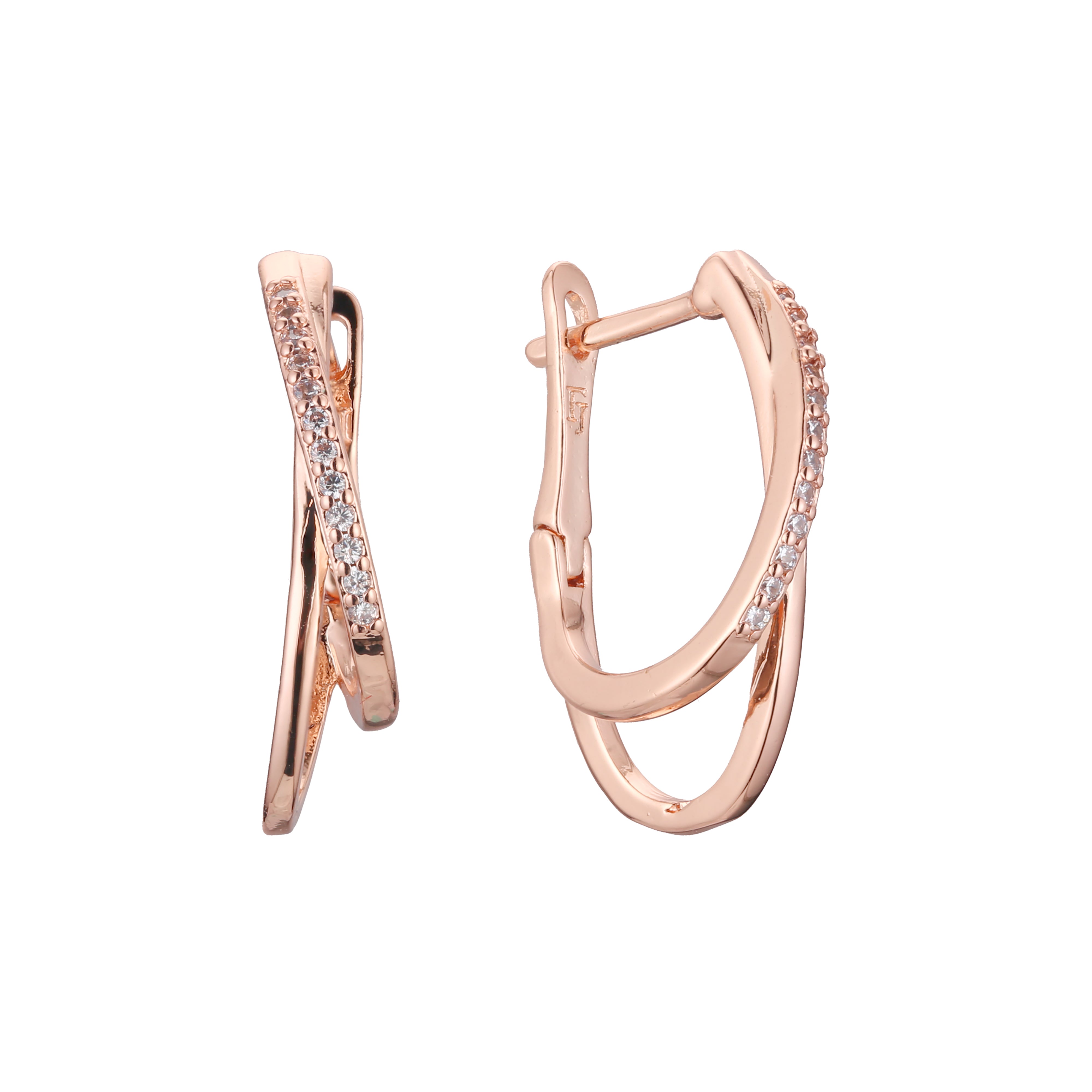 Aretes en Oro 14K, Oro Rosa, baño en dos tonos