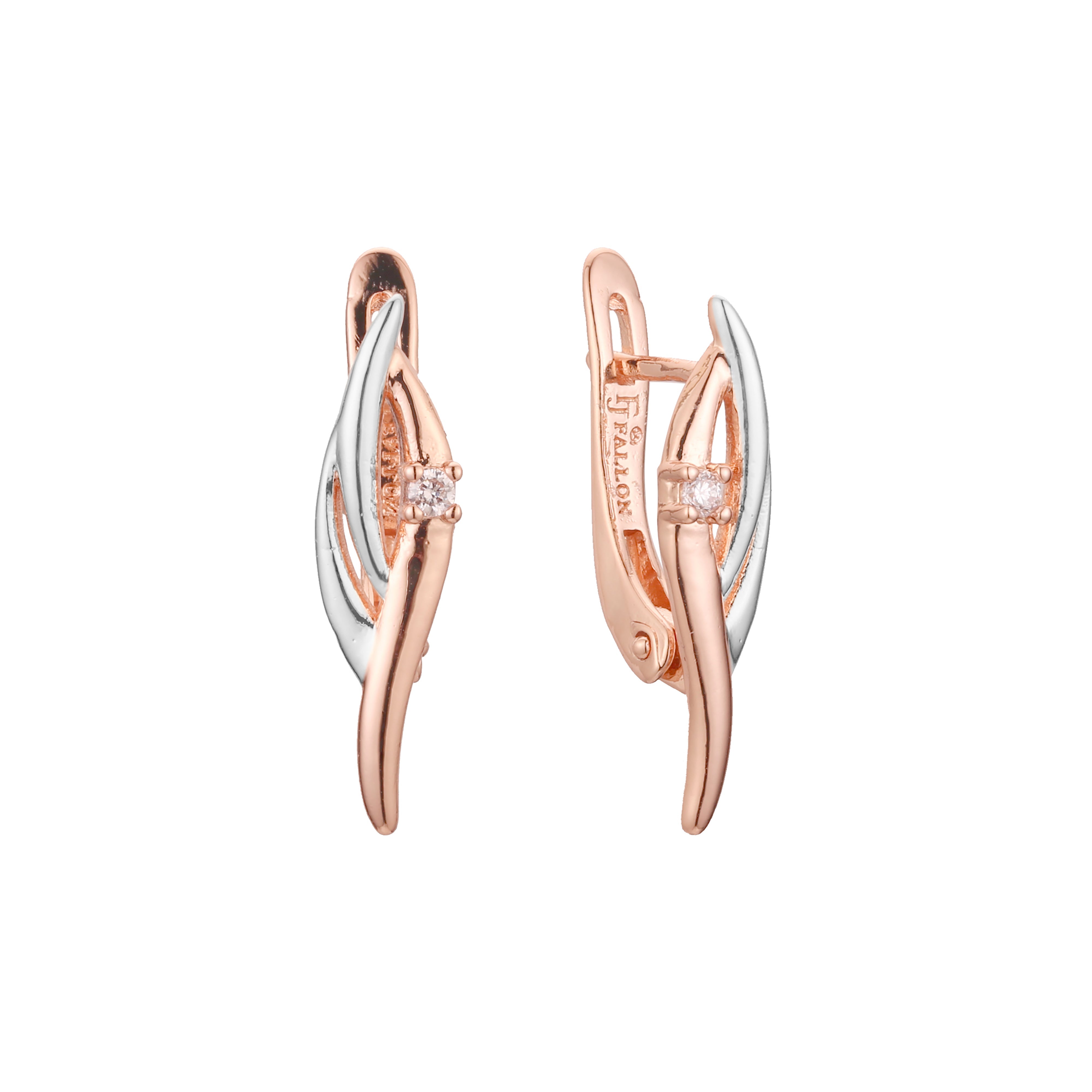 Pendientes Solitario en Oro de 14K, baño de Oro Rosa colores