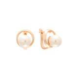 Pearl in a circle Rose Gold earrings