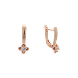 Aretes flor solitaria en colores baño de Oro 14K, Oro Blanco, Oro Rosa