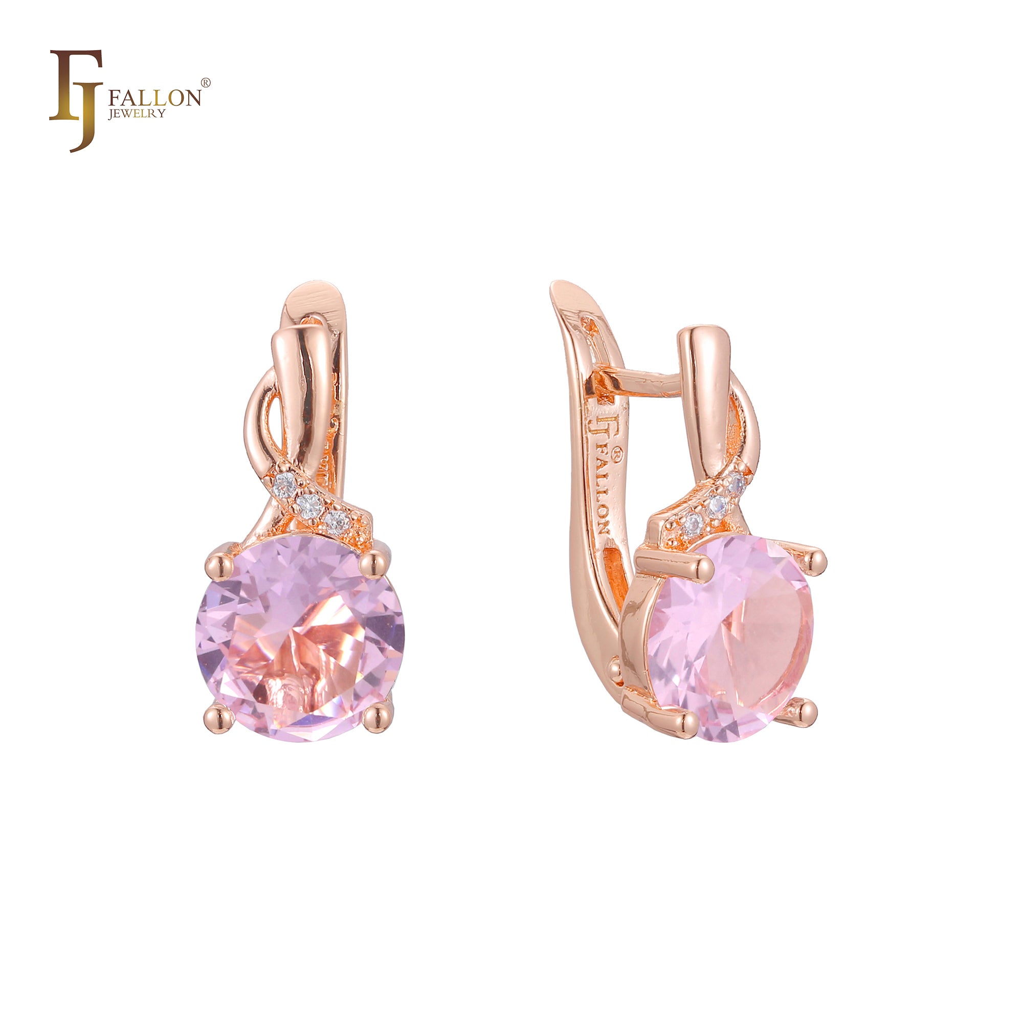 Aretes solitarios en Oro de 14K, Oro Rosa, baño de dos tonos