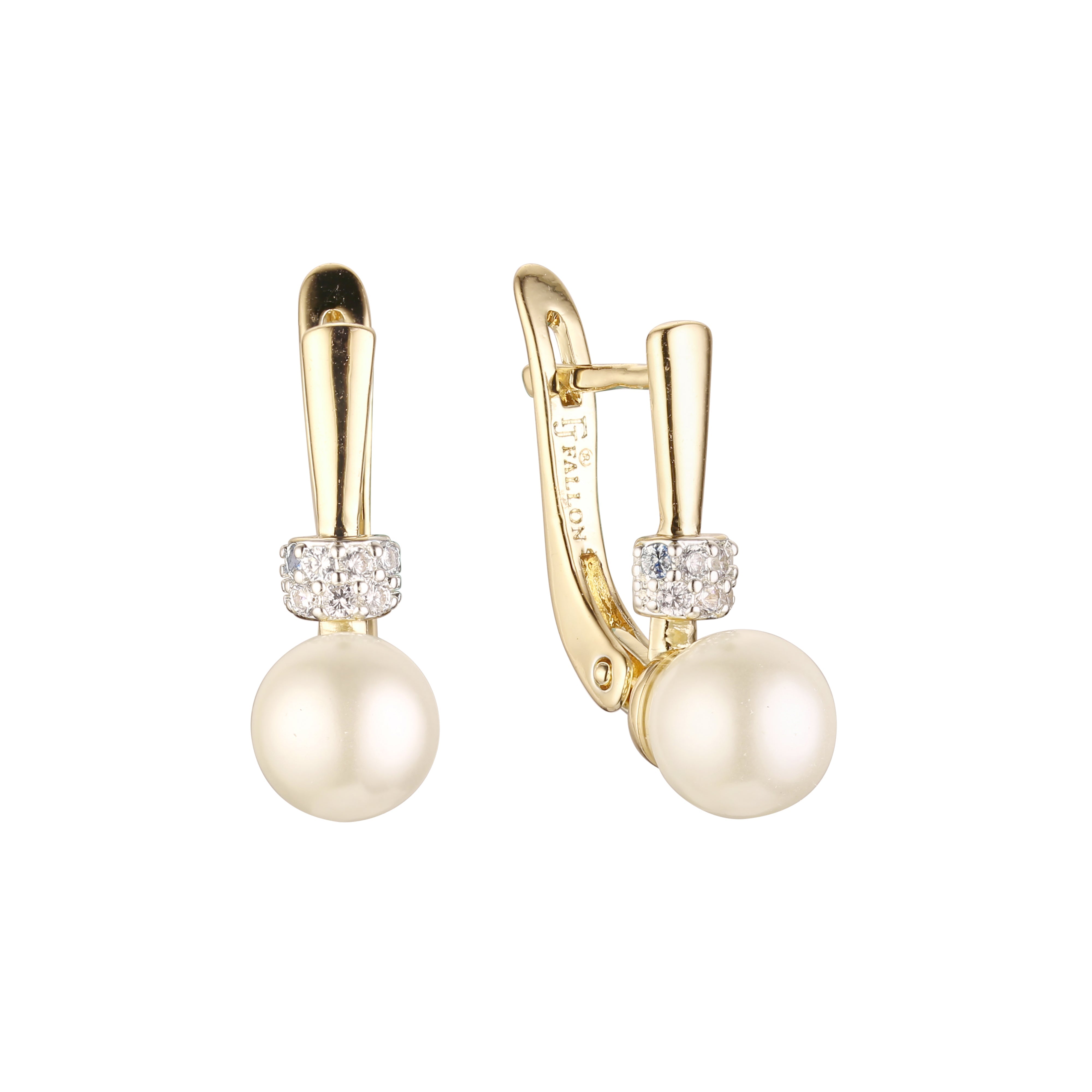 Pearl earrings in 14K Gold, Rose Gold, two tone plating colors