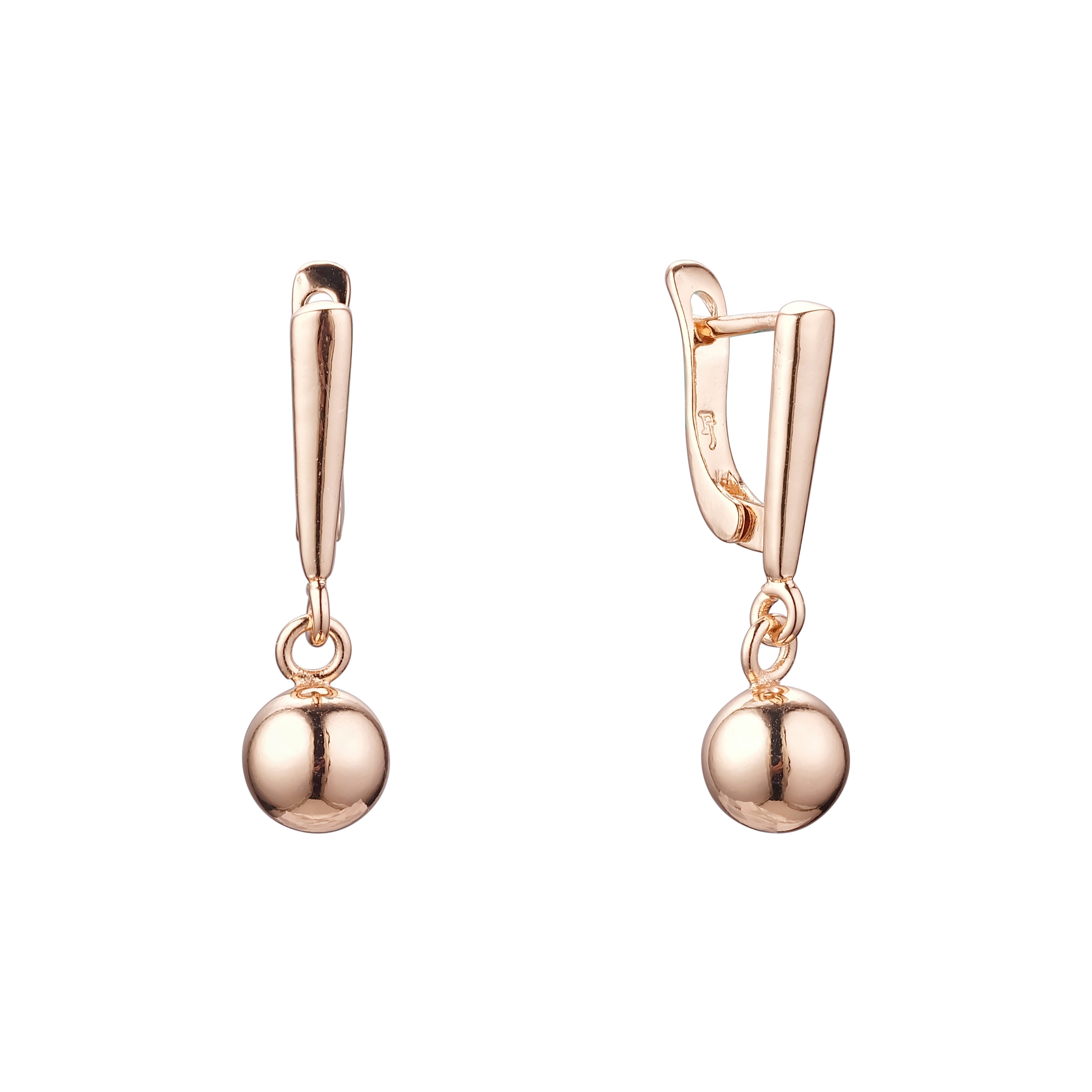 Beads drop earrings in 14K Gold, White Gold plating colors round