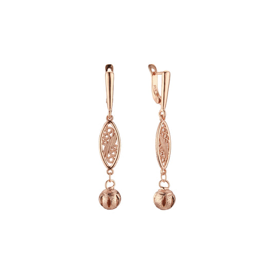 Rose Gold beads drop earrings