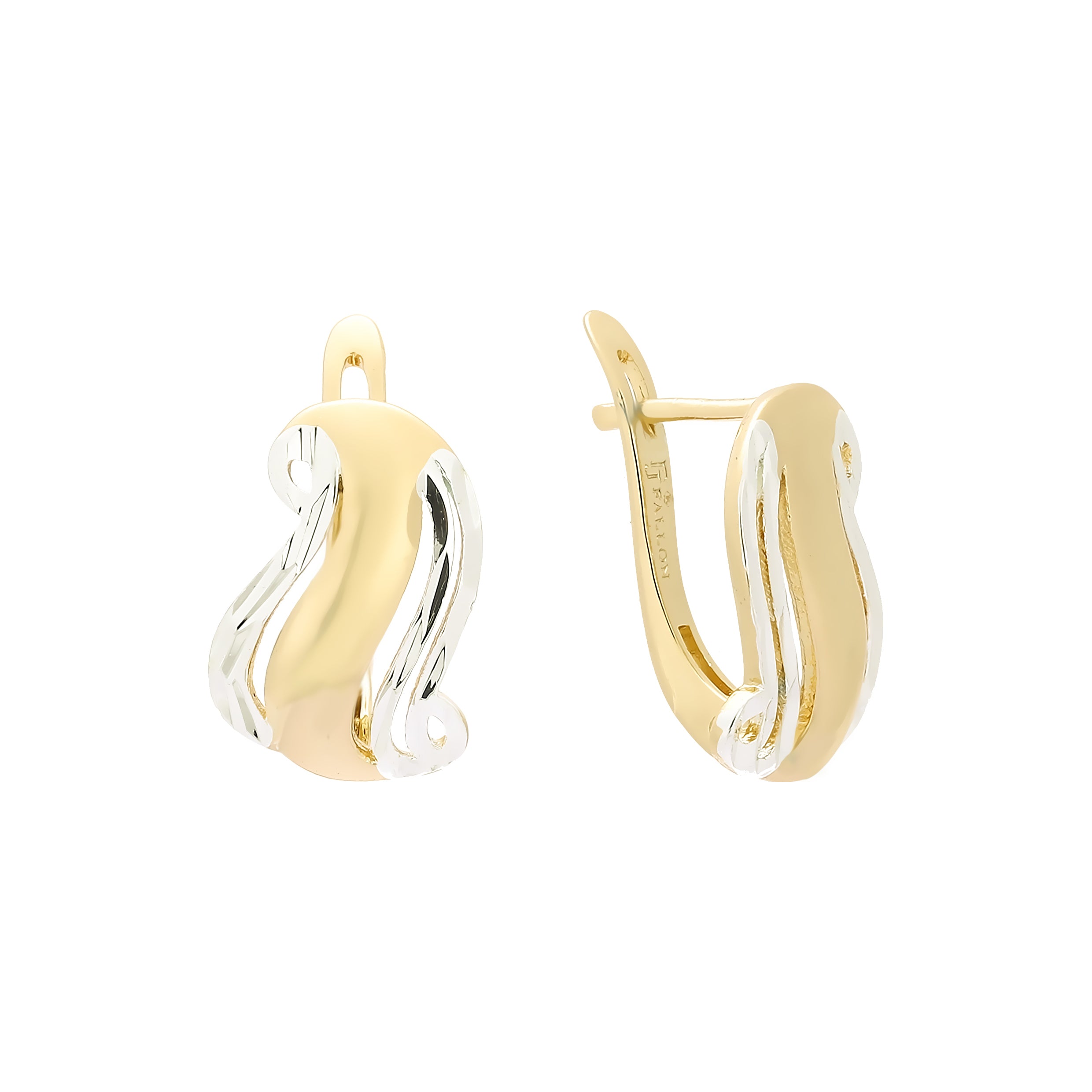 Pendientes de dos tonos de oro rosa y Oro 14K