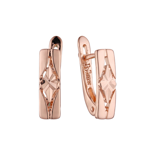 Aretes en Oro 14K, Oro Rosa, baño en dos tonos