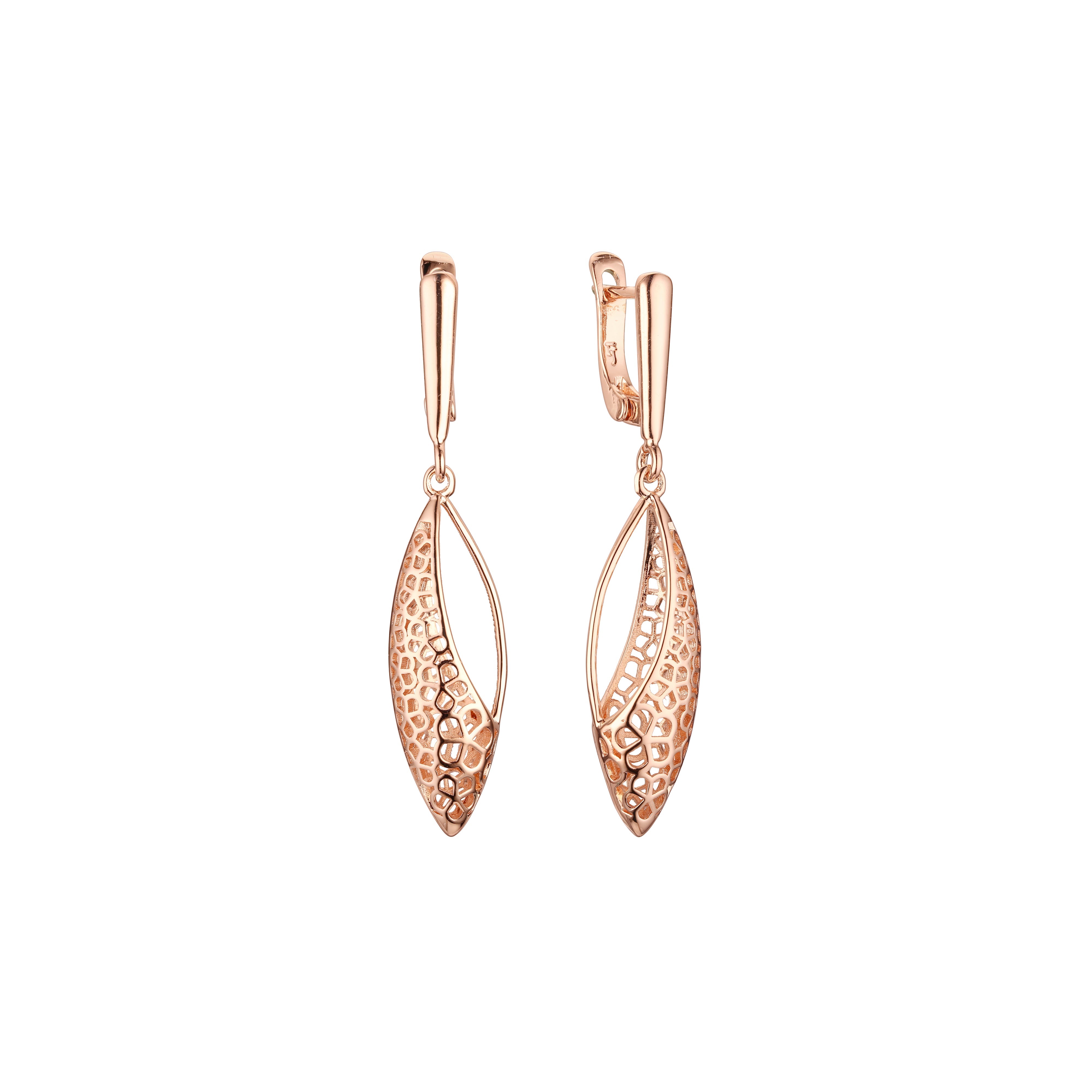 Brincos em ouro 14K, cores banhadas a ouro rosa