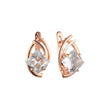 Solitaire rhombus cut colorful CZ White Gold, Rose Gold Earrings