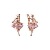 Aretes de bailarina de ballet en oro de 14K, baño de oro rosa en colores