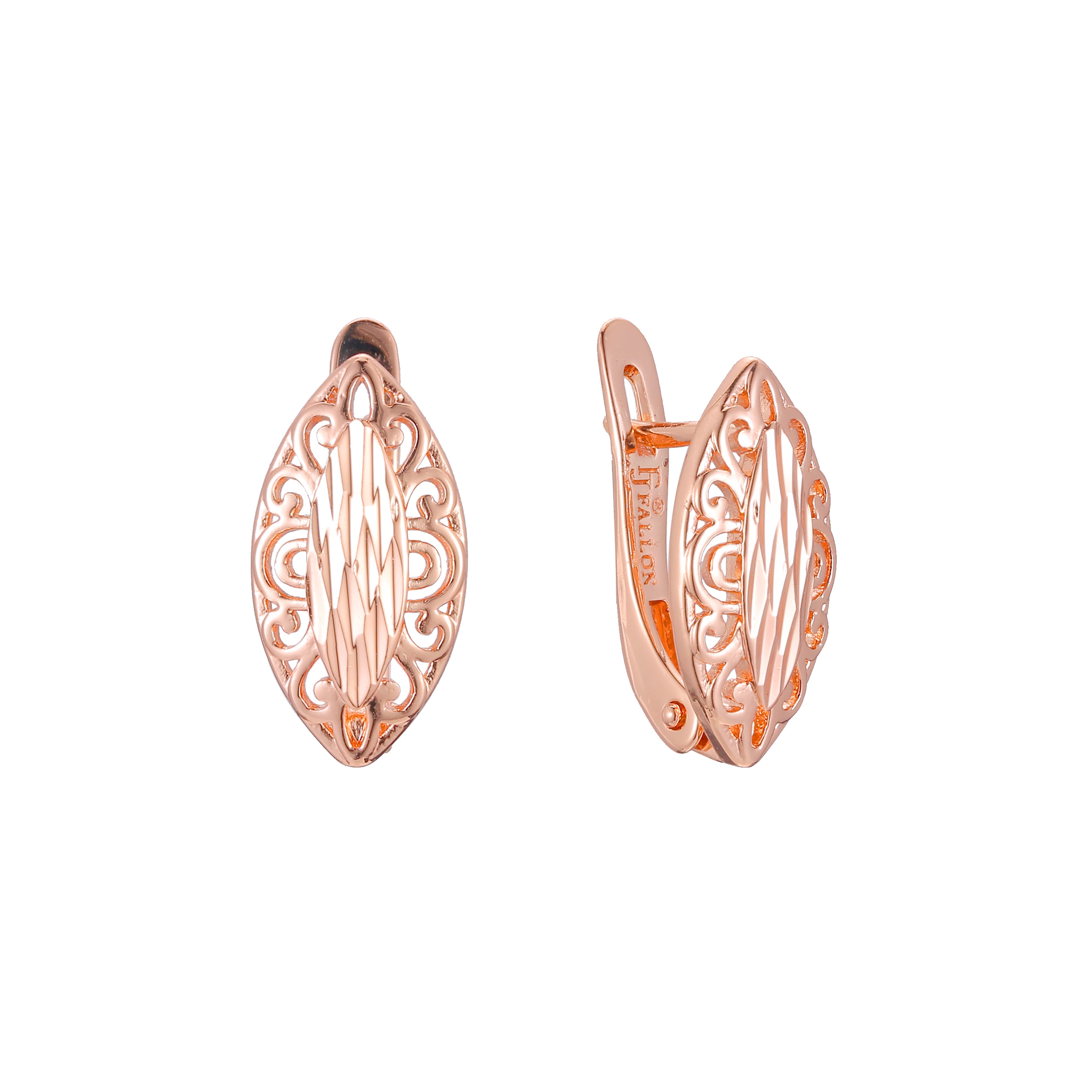 Aretes en Oro 14K, Oro Rosa, baño en dos tonos