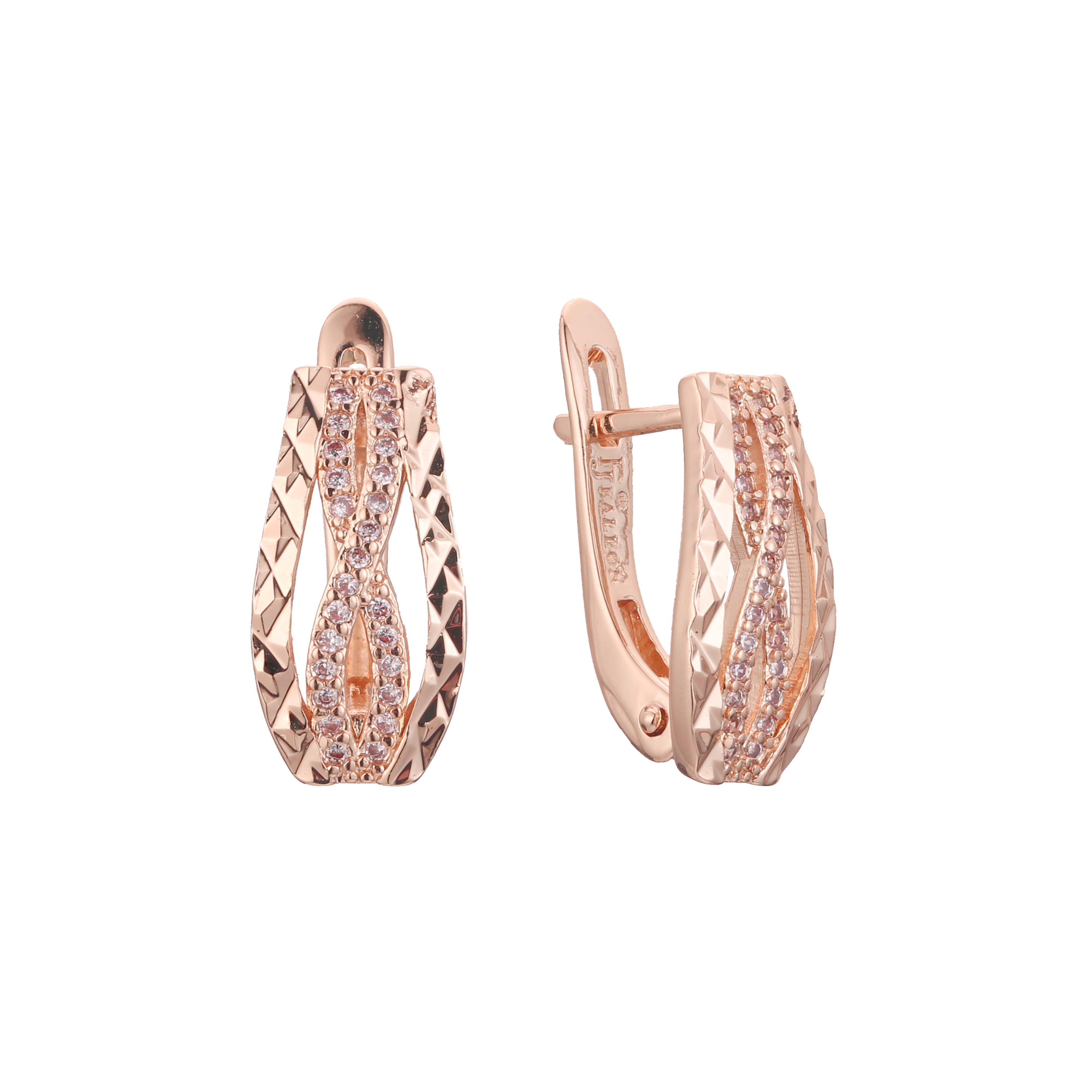 Aretes de racimo en Oro de 14K, Oro Rosa, baño de dos colores