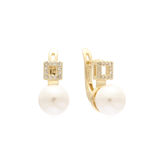 Aretes de Perlas en Oro de 14K, colores baño de Oro Rosa