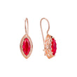 Aretes de gancho de alambre solitario Marquise rojo en Oro de 14K, baño de oro rosa en colores