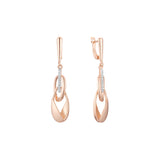 Aretes colgantes con candado en Oro 14K, oro rosa, baño de dos tonos