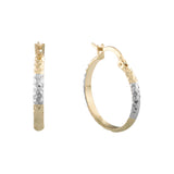 Rhombus textured 14K Gold, Rose Gold Hoop Earrings