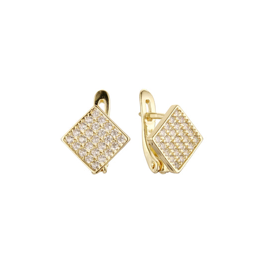 Aretes de racimo de rombos en colores de baño de oro de 14K, oro blanco, oro rosa