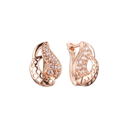 Aretes en Oro 14K, Oro Rosa, baño en dos tonos