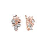 Cluster lake blue earrings in 14K Gold, Rose Gold, two tone plating colors