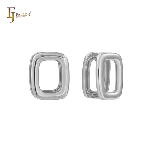 Rounded square huggie 14K Gold earrings