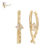 Solitaire white CZs 14K Gold earrings