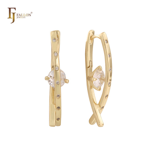 Pendientes Solitario Oro 14K CZs blancas