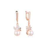 butterfly cluster pearl earrings