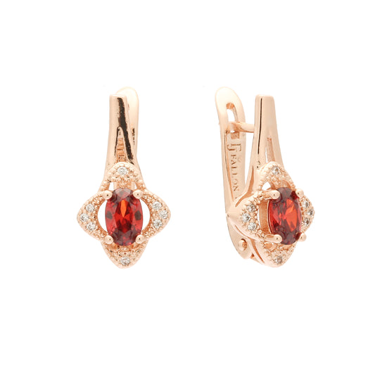 Brincos Solitaire coloridos cz Rose Gold